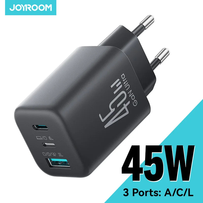 Joyroom 45W USB C/L/A Charger Mini Wall Charger EU UK Adapter Phone Charger for iPhone Earphone Mobile Phone Charger TO1