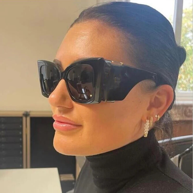 Retro Oversized Sunglasses For Women Men Vintage Brand Designer Square Thick Frame Wide Legs Sun Glasses Shades UV400 Protection