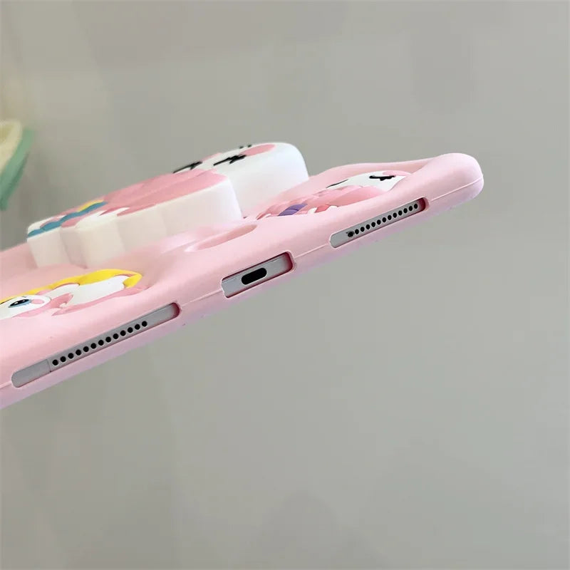 Kids Silicone Case For New iPad A16 11th/10th Generation iPad Air11 M3 M2 Mini Air 7 6 5 4 Pro11 M4 Cartoon Unicorn Holder Funda
