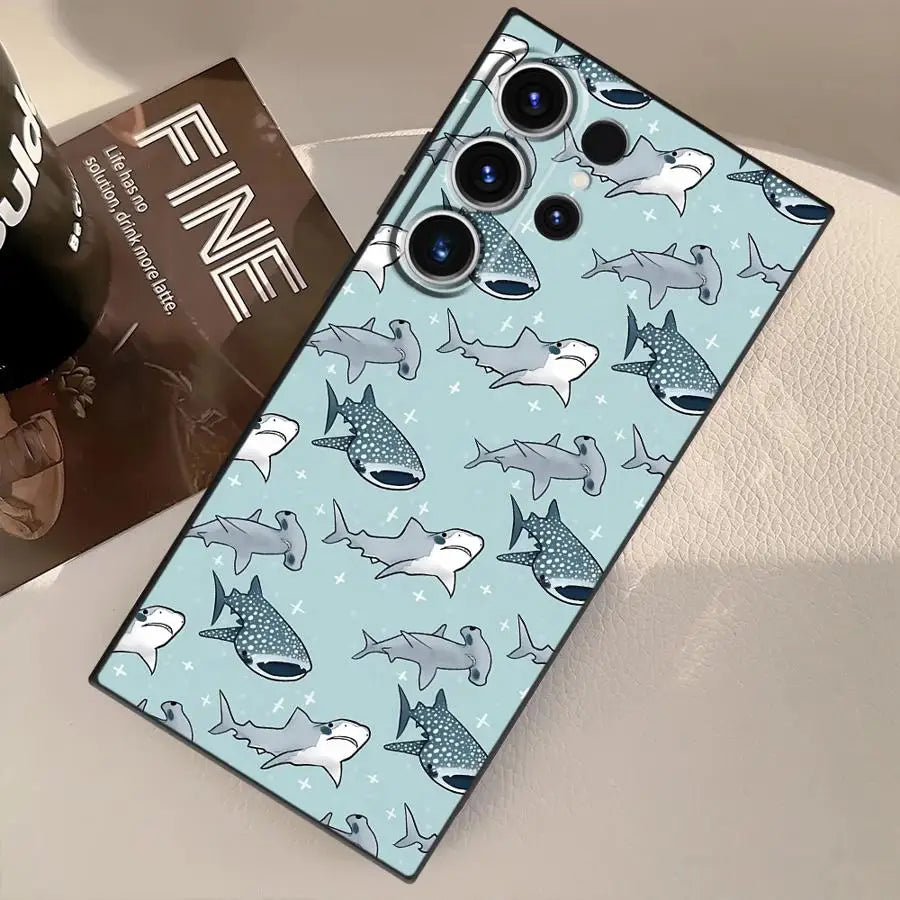 Funda Phone Cover Case for Samsung Galaxy S26 Ultra S10 S9 S23 S20 Ultra S25 Plus S24 S21 FE Note 20 8 9 10 Ocean Shark Whale