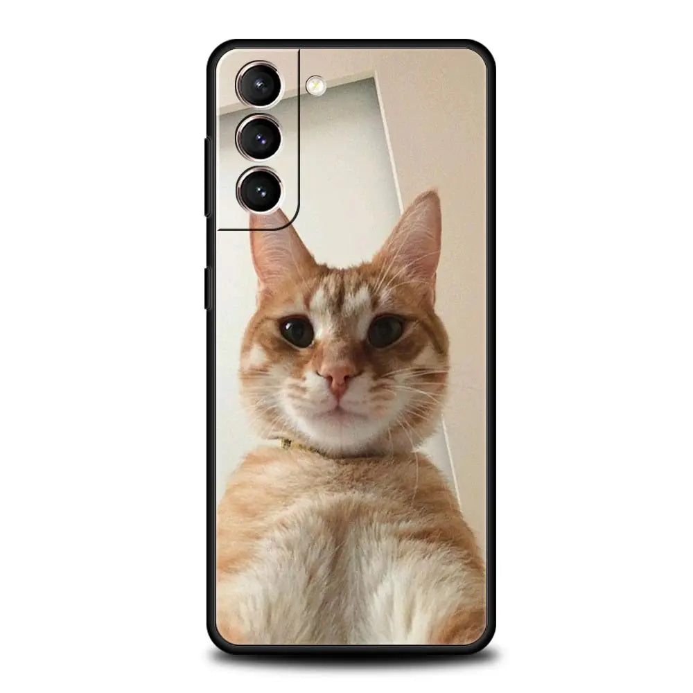 Kawaii Love Cat Phone Case For Samsung Galaxy S25 Edge S24 S23 S22 S21 Ultra S20 FE 5G S10 S10E S9 Plus Soft TPU Cover