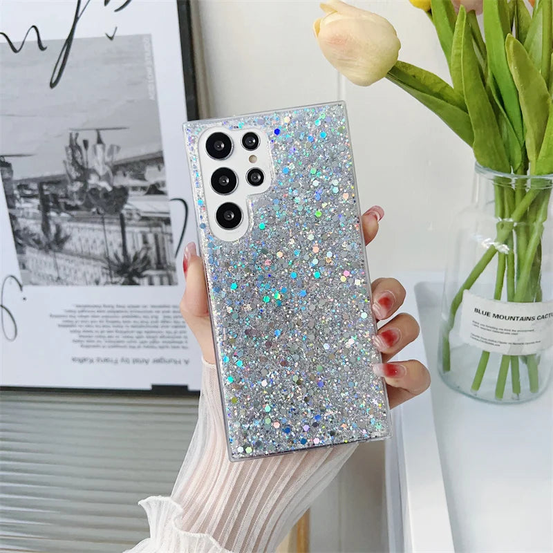Shining Sequins Cases For Samsung Galaxy S25 S24 S23 S22 S21 S20 FE Plus Note 20 Ultra A13 A33 A53 A73 A22 A32 A42 A52 A72 Cover