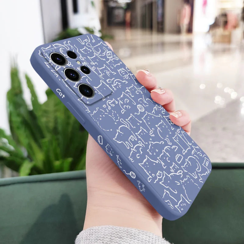 Line Cat Park Phone Case For Samsung Galaxy S25 S24 S23 S22 S21 S20 S10 S10E S9 Ultra Plus FE Note 20 Ultra 10 9 Plus Cover