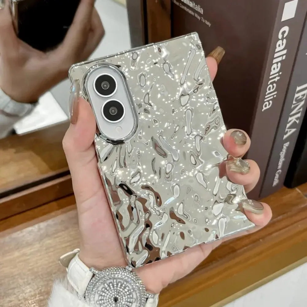 Luxury Plating Water Ripple Advanced Phone Cases for Samsung Galaxy Z Fold 8 Ultra 7 6 5 4 Fold8 Shockproor Ultra-thin PC Cover