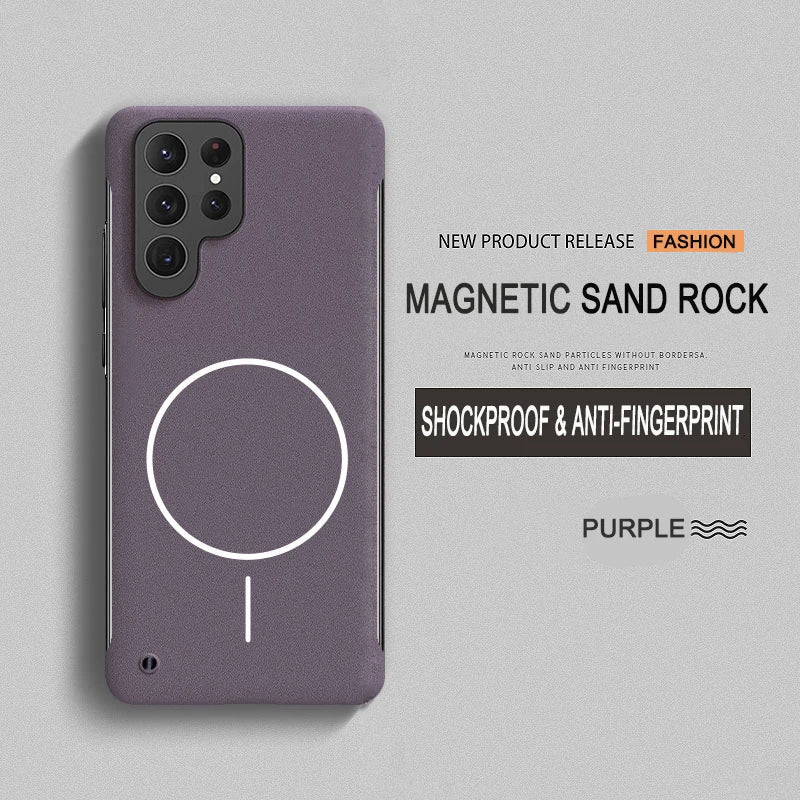 Magnetic PC Matte Frosted Frameless Phone Cases For Magsafe Samsung S25 S24 S23 S22 S21 S20 FE Note 20 10 Plus Ultra Cover