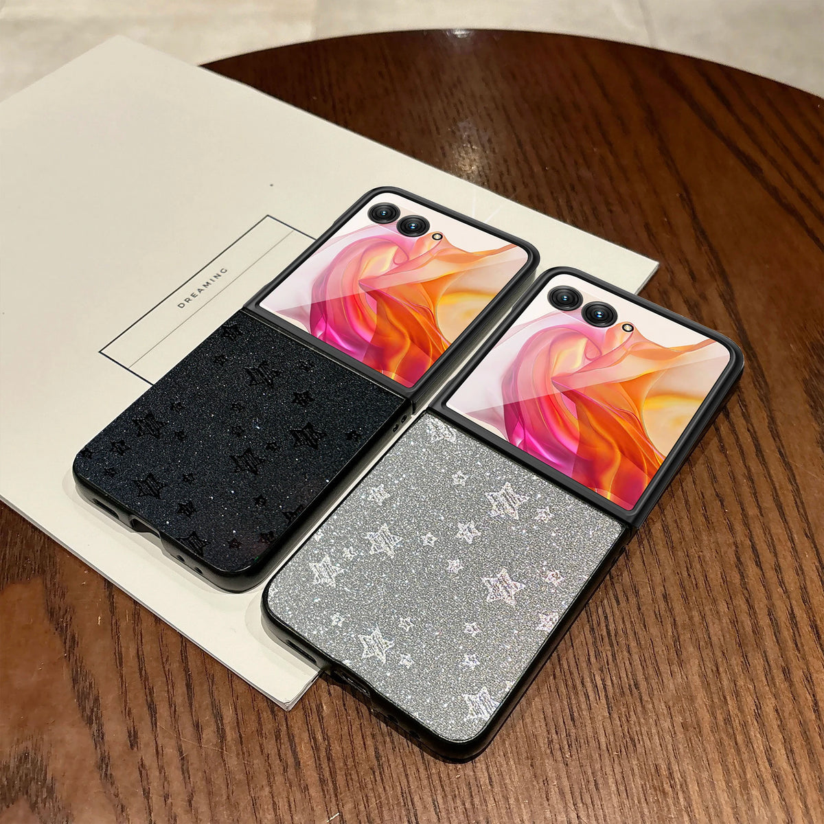 Luxury Stars Pattern Artificial Leather Phone Case For Motorola Razr 50 60 70 Ultra + 2024 + 2025 +2026 Matte Hard Fashion Cover
