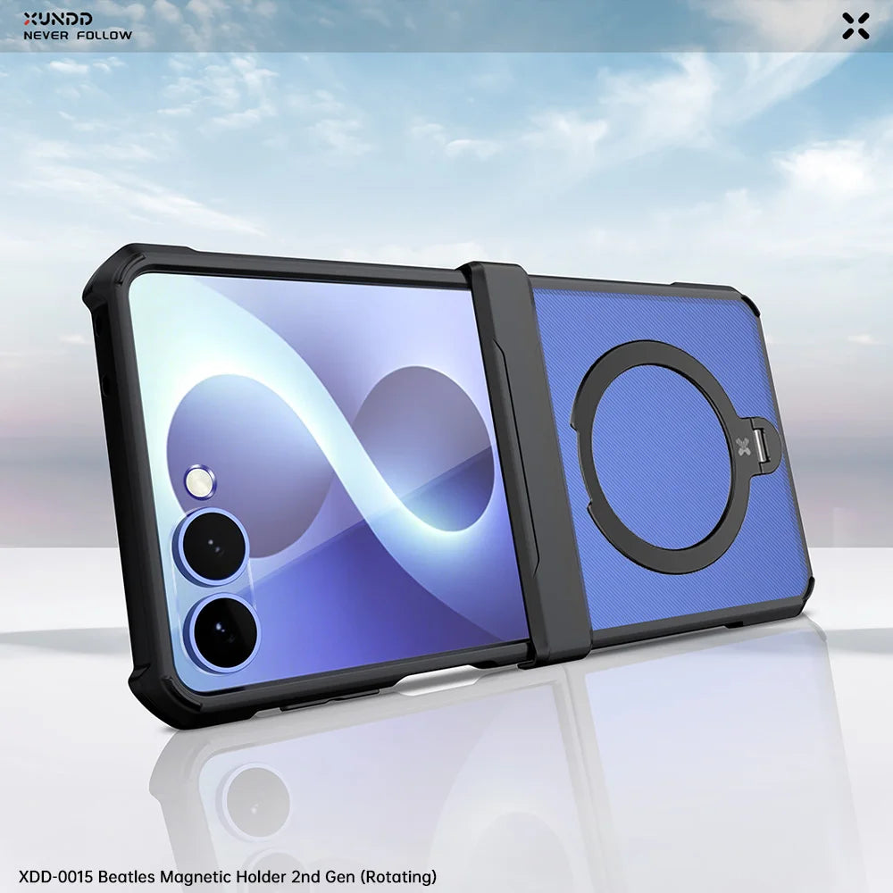 Xundd Case For Samsung Galaxy Z Flip 8, Hinge Protection Anti-Yellow Airbag Shockproof Magnetic Kickstand Slim Clear Protective