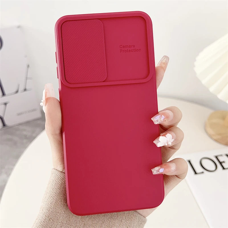 Slide Camera Lens Protection Case For Samsung S21 S22 S23 S24 FE S25 Ultra Plus A56 A55 A06 A52S A34 A16 A73 A21S A36 Soft Cover