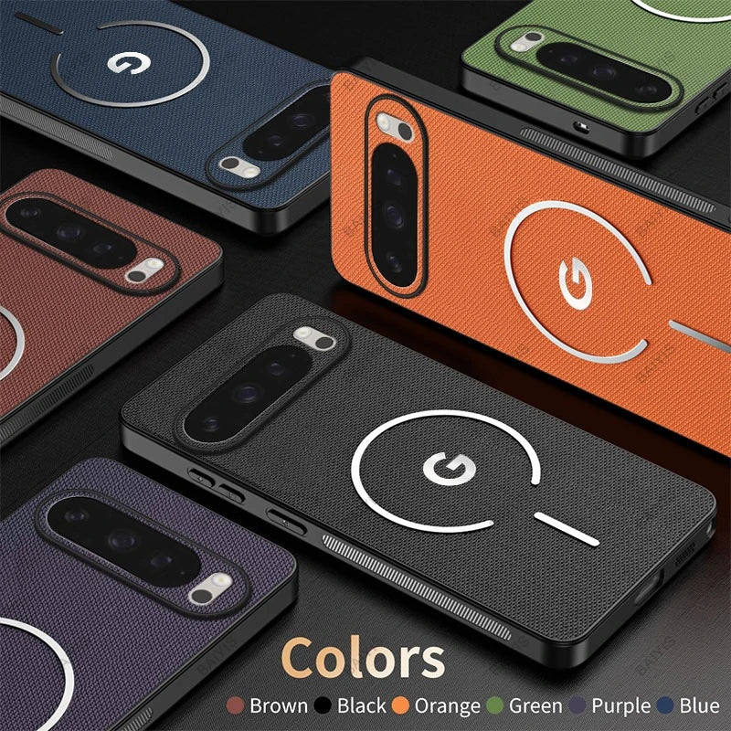 Busiens Woven Fabric Texture Wireless Charging Phone Case for Google Pixel 11 Pro 10 9 Pro XL 10A 9A for MagSafe Anti-drop Cover