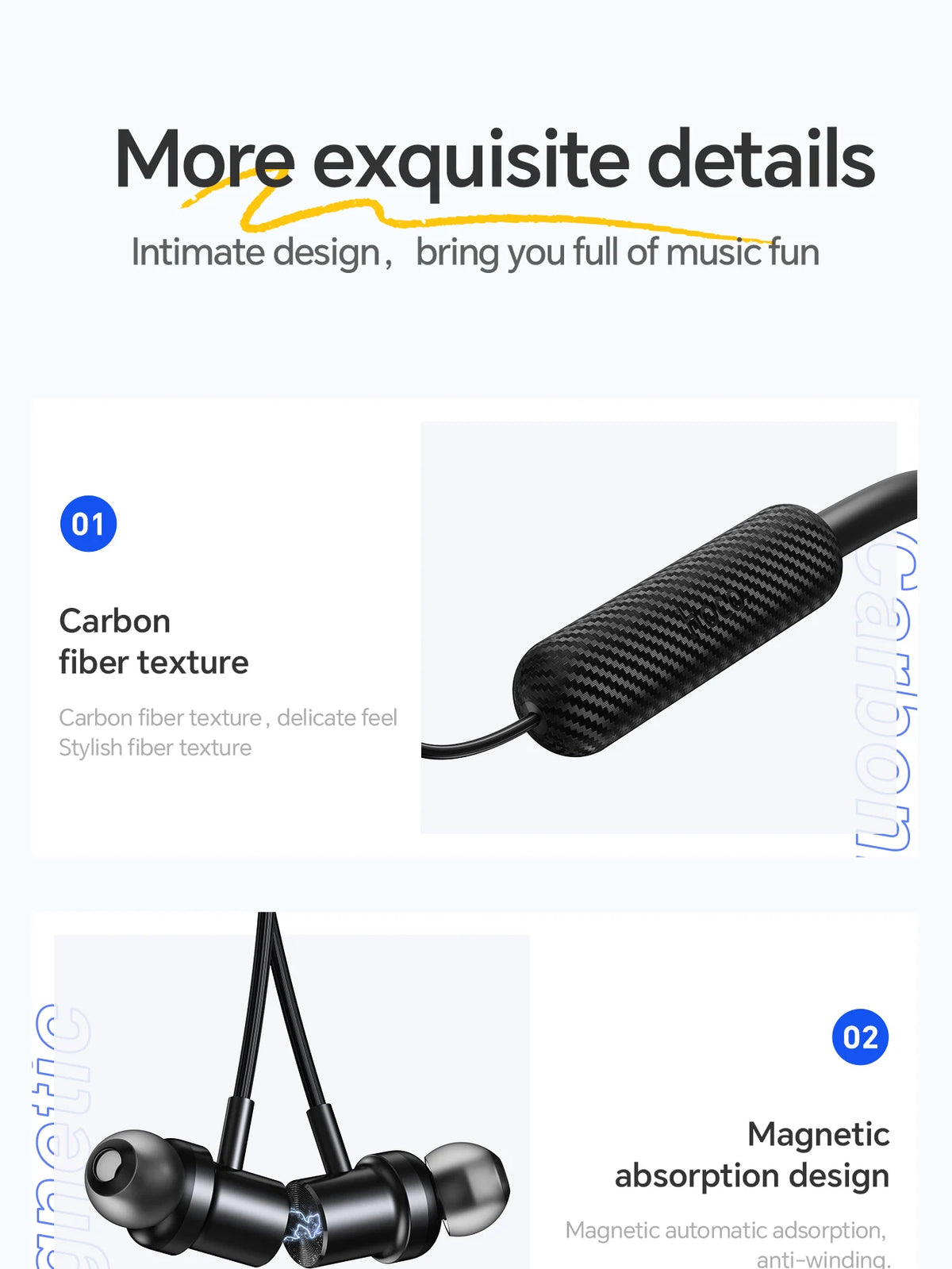 HOCO ES70 Neckband Headsets Bluetooth Wireless Headphones Outdoor Sport Earphones Portable Hifi Sounds Earbuds With Microphone