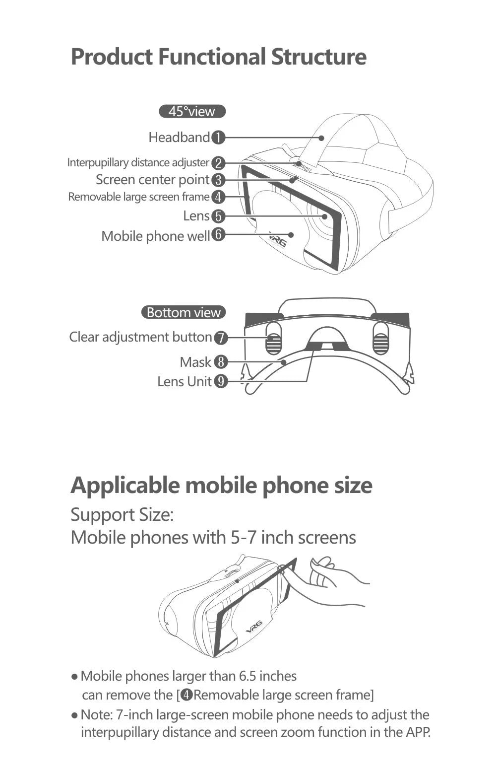 VRG Pro 3D Virtual Reality VR Glasses Devices Headset Viar Goggles Helmet Lenses Smart For Phone Smartphones Viewer Cell Devices
