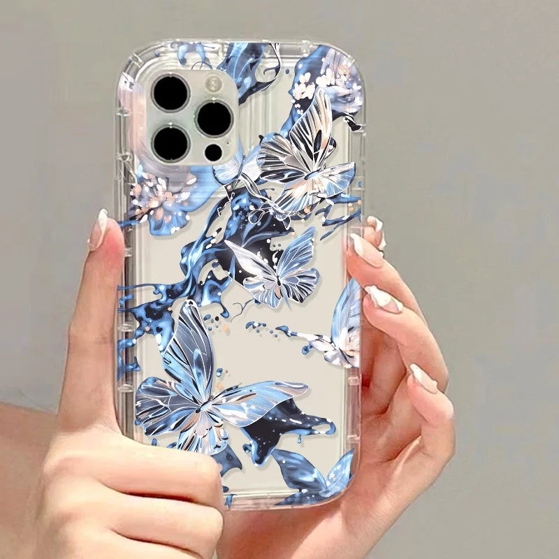 Flower Phone Case For iPhone 17 16 Pro Case iPhone 13 15 14 11 12 Pro Max 16E Air 8 7 Plus XR SE Transparent Shockproof Cover