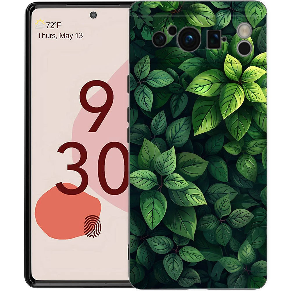 Leaves Monstera Green Phone Case For Google Pixel 10 9 8 7 6 Pro XL 9A 8A 6A 7A 5G Soft Shockproof TPU Black Cover