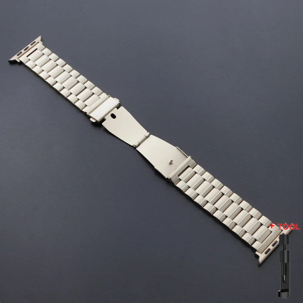 Stainless Steel Band for Apple Watch Ultra 4 3 2 49mm Series 12 11 10 46mm 45mm 44mm 42mm Metal Strap for IWatch 9 8 7 6 SE3 5 4