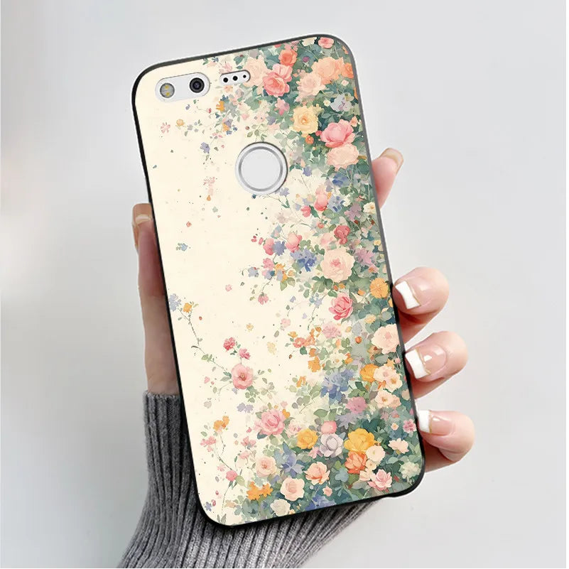 For Google Pixel XL Case Luxury Fashion Butterfly Flowers Black Soft TPU Silicone Back Cover For Google Pixel 1 1XL Phone Cases