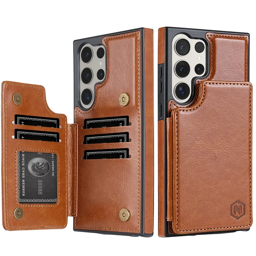 Wallet RFID Blocking Layer Protect Anti-Theft Magnetic Leather Case For Samsung Galaxy S26 Ultra S25 Plus S24 S23 S22 S21 S20 FE