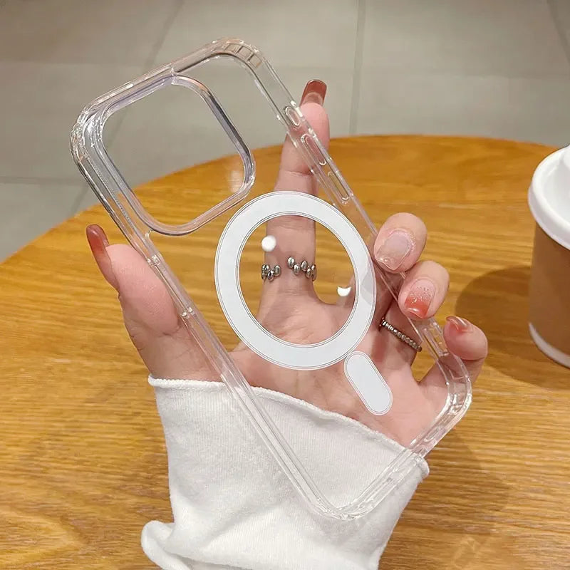 For Magsafe Magnetic Case For iPhone 16 15 11 13 12 14 Pro Max XR X XS Plus Magnetic Wireless Charging Phone Cases Clear Cover