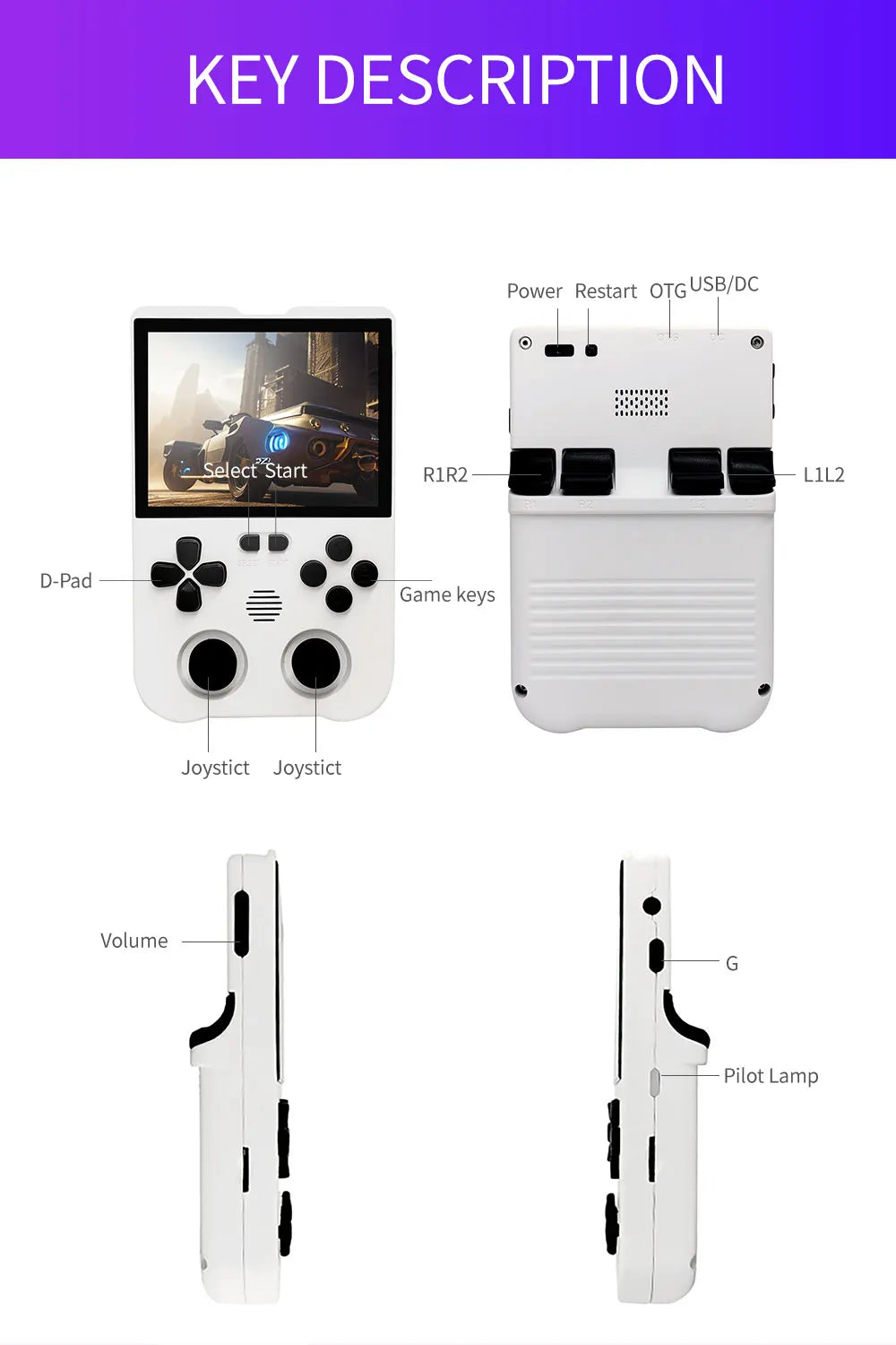 XU10 2.0 Version Retro Handheld Game Console Linux System 3.5 Inch IPS Screen 3000mAh Battery Nostalgic Retro Video Player