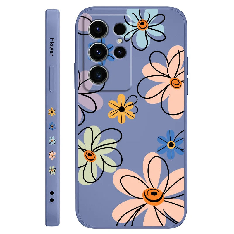 Hoop Flower Phone Case For Samsung Galaxy S25 S24 S23 S22 S21 S20 S10 S10E Ultra Plus FE Note 20 Ultra Plus Cover