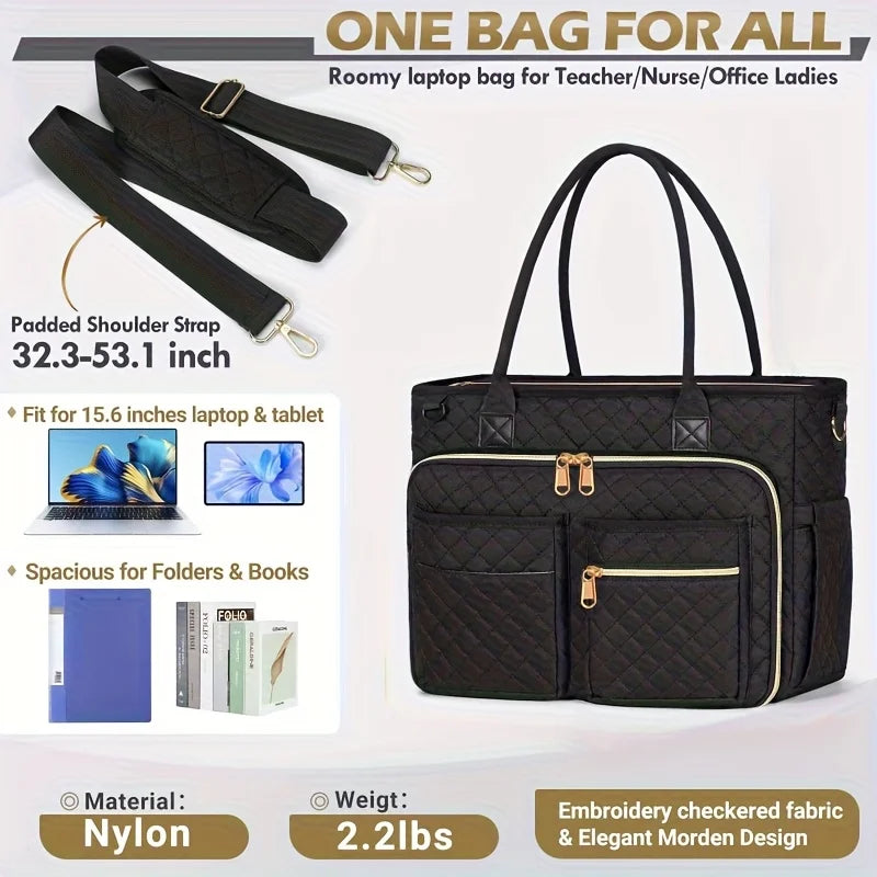 Spacious Business Commuter Laptop Bag with Accordion File Pocket and Gift Scrapbook Holder for Teachers and Professionals