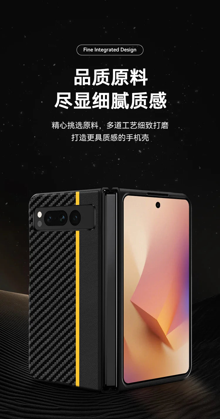 Kevlar Print Carbon Fiber Case For Google Pixel Fold Fashion Anti-drop Cover Anti-knock Cases For Google PixelFold