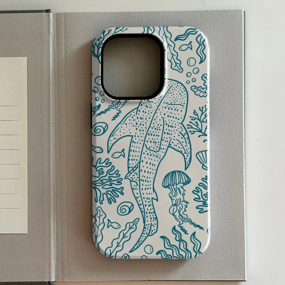 Luxury Clmj Art Cute animals Phone Case for iPhone 17 16e 16 15 14 13 12 11 X XS XR XSMAX 8 Air Pro Max Plus Double-layer Cover