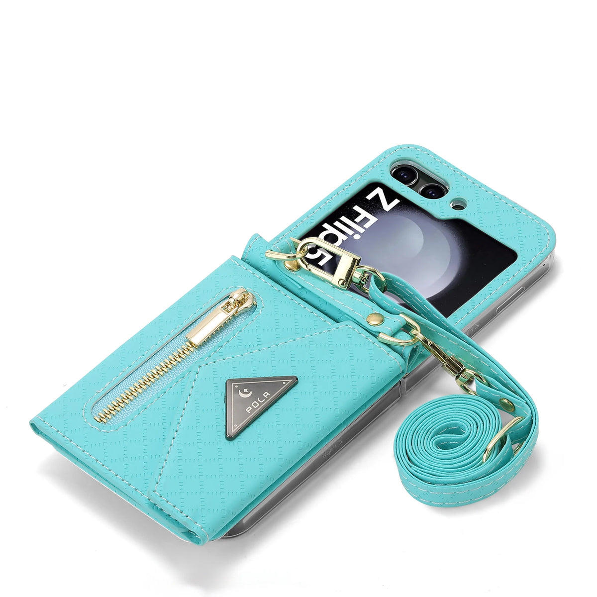 Zipper Leather Case For Samsung Galaxy Z Flip 8 7 FE 6 5 4 3 Flip8 Card Holder Wrist Strap Handbag Magnetic Folio Wallet Cover