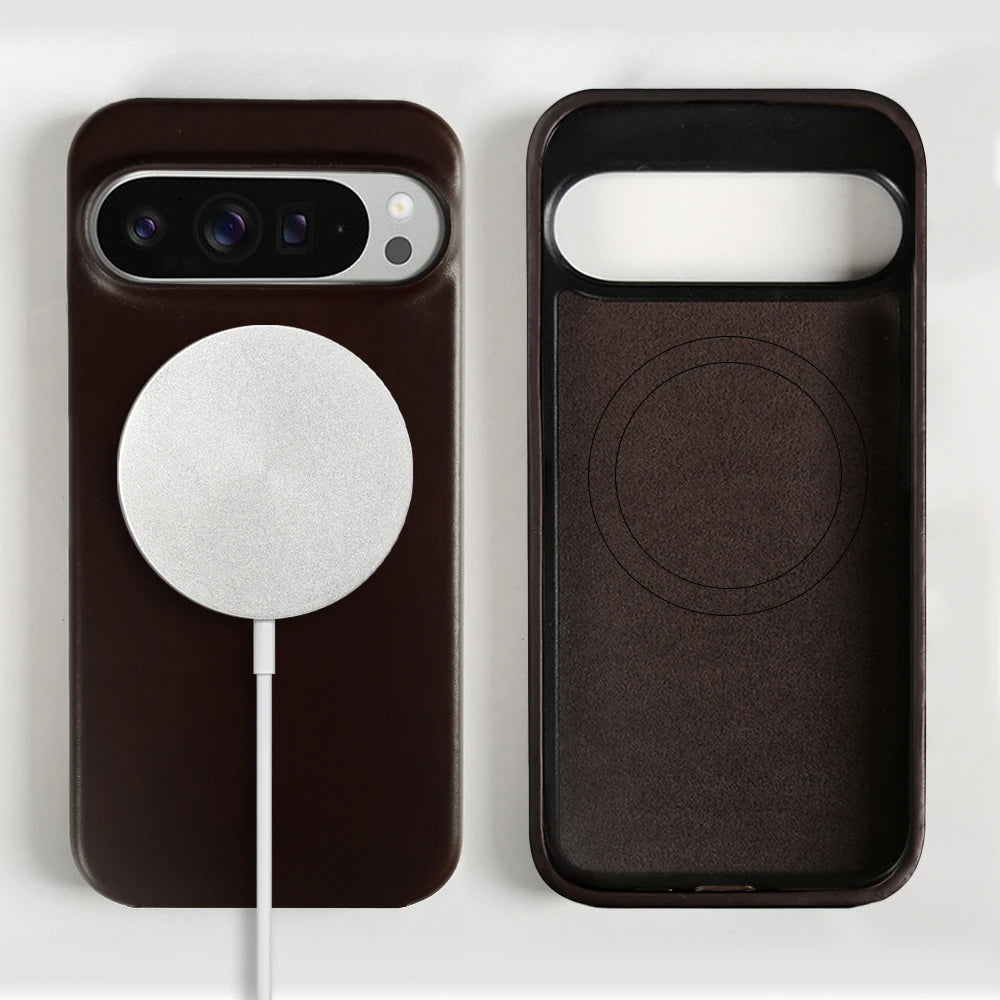 Vintag Oil Wax Magnetic Genuine Leather Case For Google Pixel 10 Pro XL 9 8Pro 6A 7Pro Aesthetic Phone Cover Back Coque Carcasa