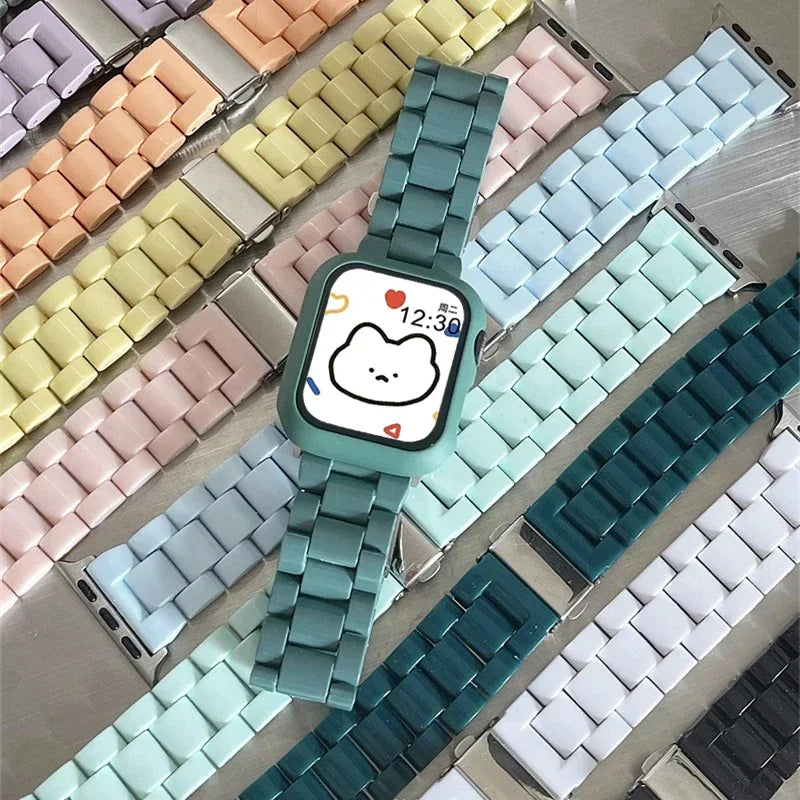 Watch strap+Case+glass For apple watch band 44mm 40mm 38/42mm Candy bracelet iwatch ultra2 49mm serie 9 8 7 6 5 4 3 Se 41mm/45mm
