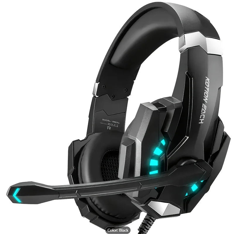 Gaming Headset G9000 Over Ear Wired Headphones 3.5mm Audio USB LED Light with Microphone Stereo Sound for PC PS5 Video Games