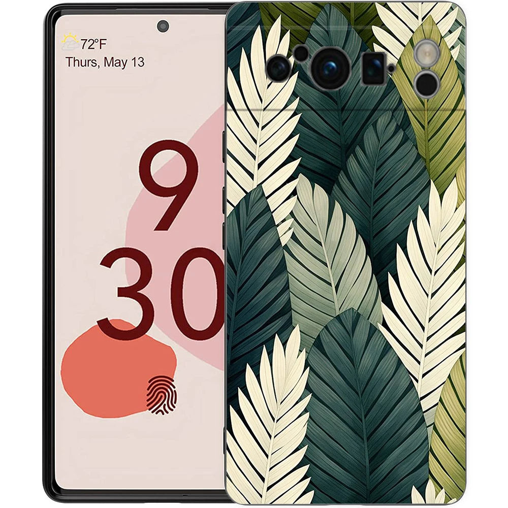 Leaves Monstera Green Phone Case For Google Pixel 10 9 8 7 6 Pro XL 9A 8A 6A 7A 5G Soft Shockproof TPU Black Cover