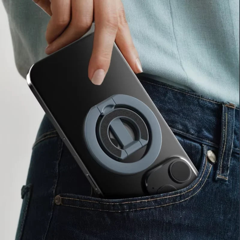 Magnetic Phone Ring Holder Dual-Side Magnet 360° Rotation Ultra-Thin Foldable Portable Desktop Phone Stand for iPhone 17 16 15