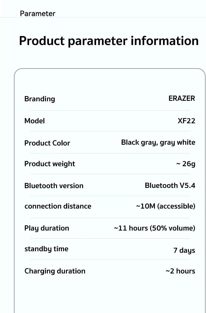 ERAZER XF22 Sports Bluetooth Earphone Wireless Bone Conduction Headphones With Mic Neckband Earbuds Longlife Low Latency