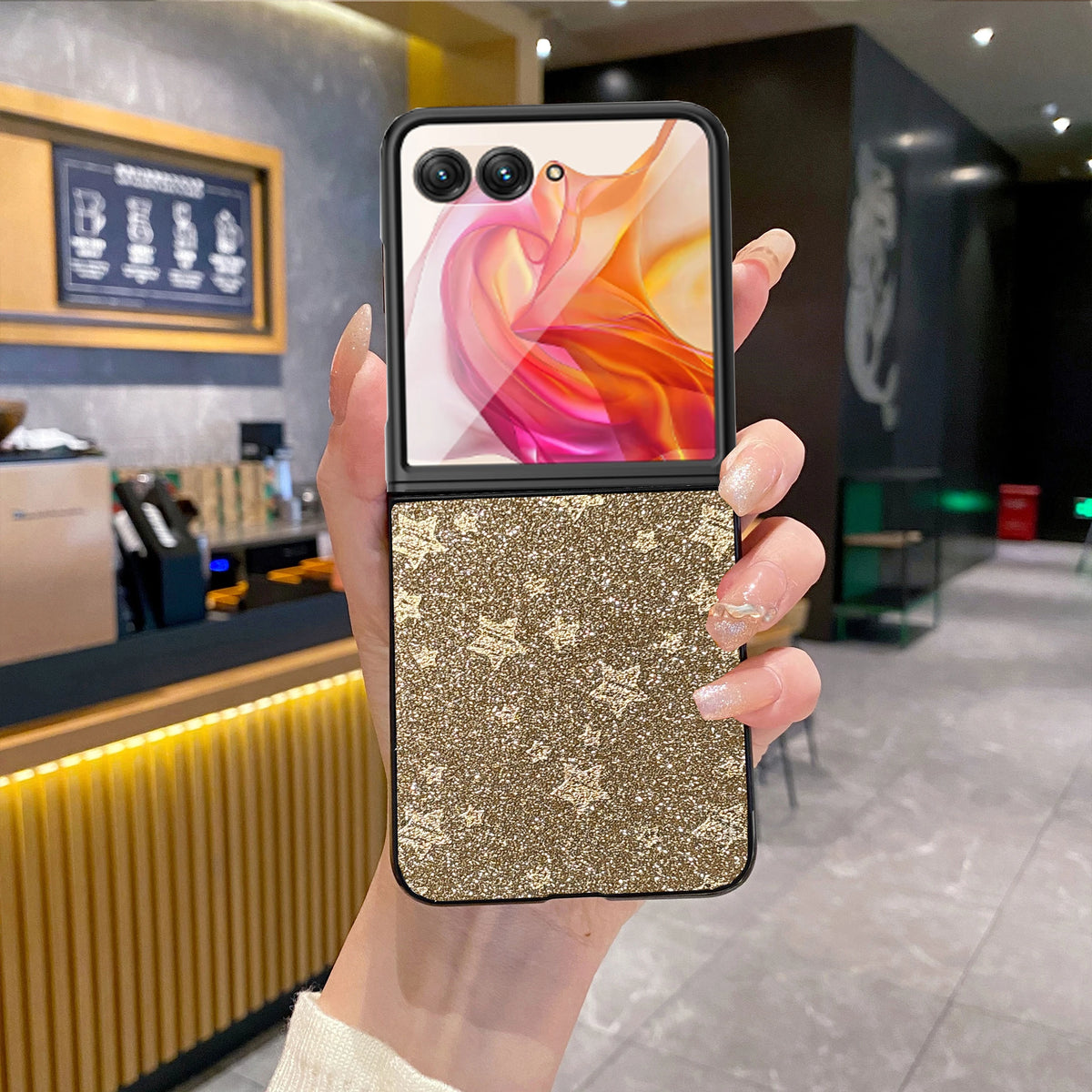 Luxury Stars Pattern Artificial Leather Phone Case For Motorola Razr 50 60 70 Ultra + 2024 + 2025 +2026 Matte Hard Fashion Cover