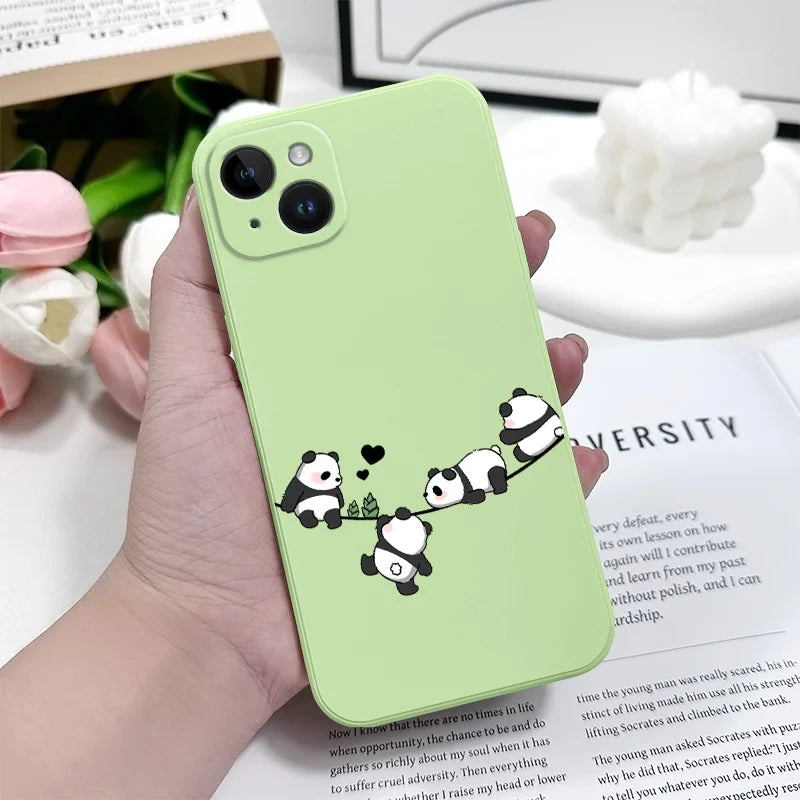 Baby Panda Phone Case For iPhone 17 17 Air 16 15 14 13 12 11 X XR XS Plus Pro Max Mini Silicone Cover