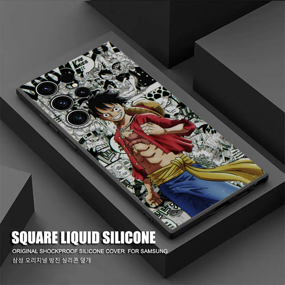Japan O-One Piece Luffy Gear 5 Phone Case For Samsung Galaxy S25 S24 S23 S20 S21 FE S26 S22 Ultra S26 Plus S25FE Silicone Cover