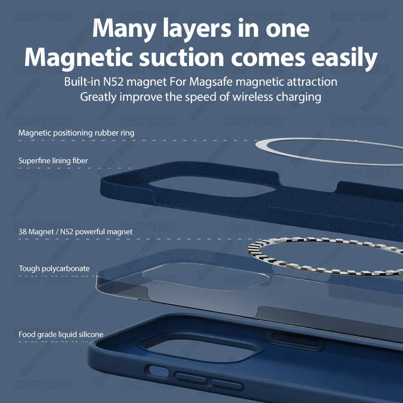 For Magsafe Original Liquid Silicone Case For iPhone 17 15 14 13 12 11 16 Pro Max Plus 17 Air Magnetic Charging Shockproof Cover