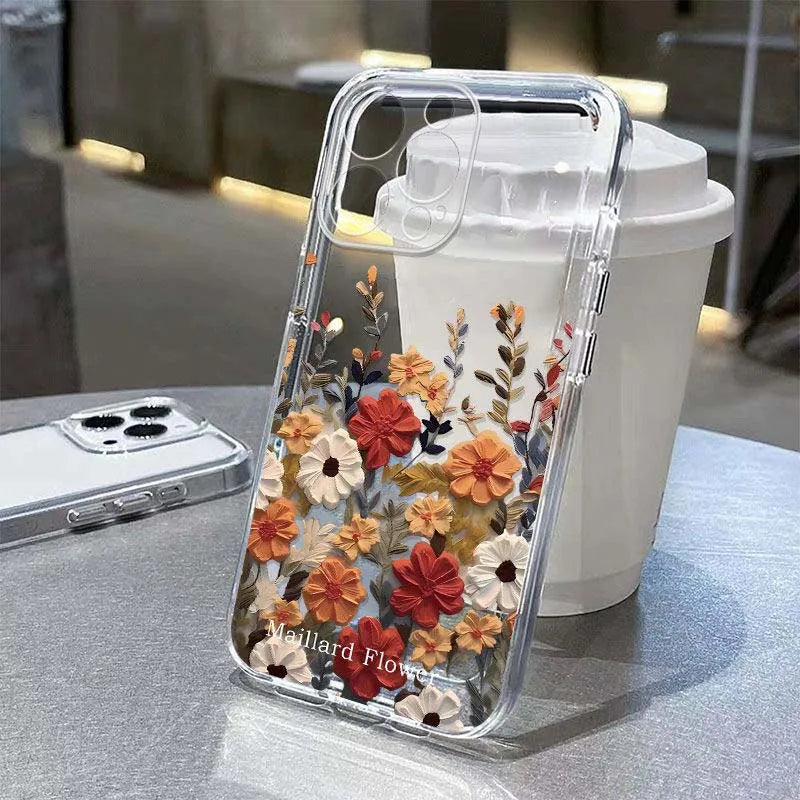 Cute Flower Clear Case For Samsung Galaxy S26 S25 Ultra A57 A56 5G S24 S23 Plus FE A36 A26 A16 A07 A55 A15 A54 Shockproof Cover