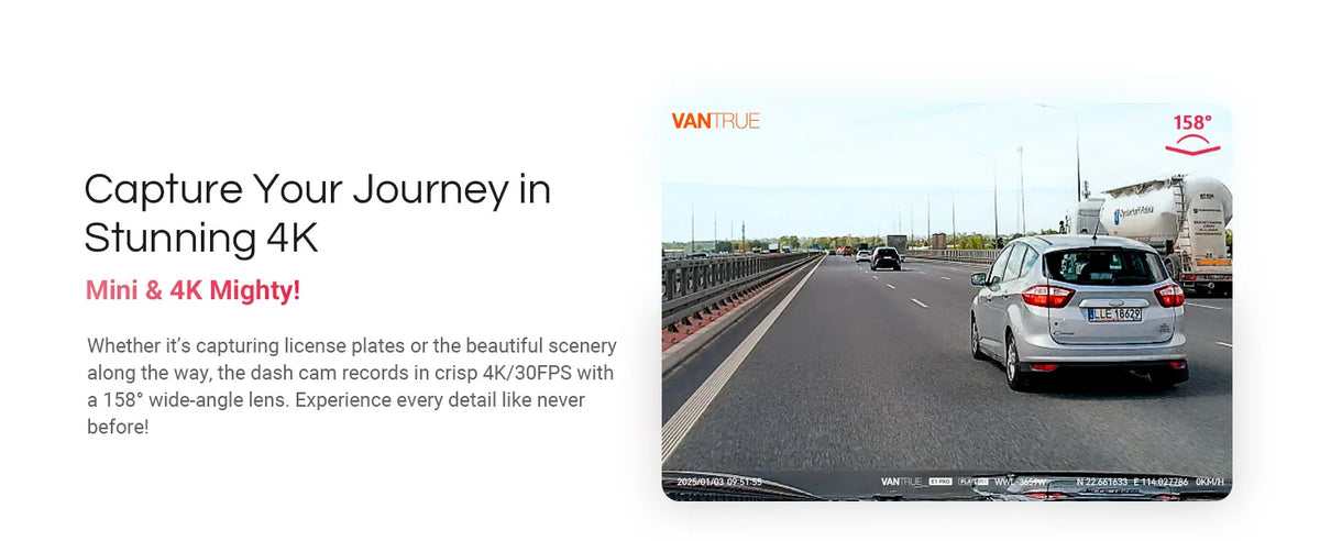 Vantrue E1 Pro 4K Mini DashCam Front STARVIS 2 Plate Pix™ HDR Night Vision Dash Camera for Car 5G WiFi&GPS Support 1TB Max