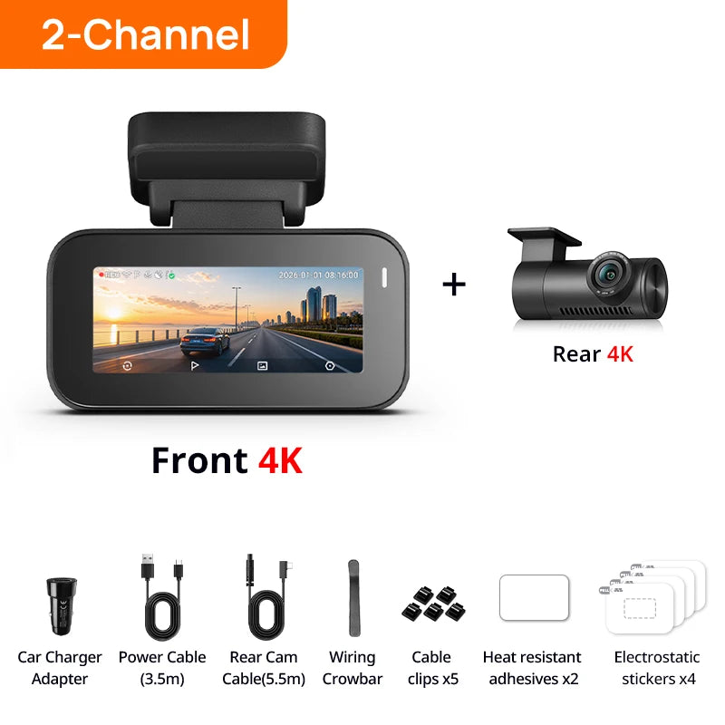 【New】70mai Dash Cam A900 Dual 4K Dual HDR f/1.55 Aperture Supercapacitor Wi-Fi 6 GPS Max 512GB 4G LTE Cloud Car DVR 70mai A900