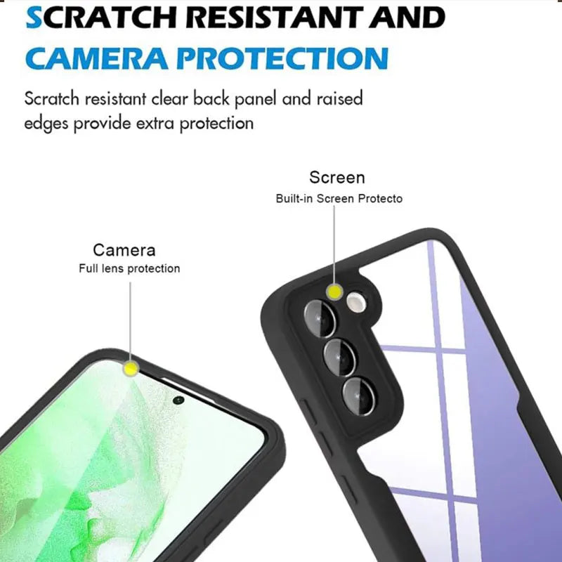 360° Full Cover Case for Samsung Galaxy S24 S25 Ultra S22 S23 S21 Plus Fe A54 A34 A24 A14 A53 A33 A23 A13 Shockproof Soft Cover