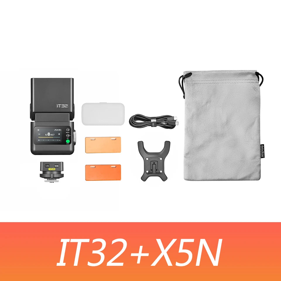 Godox IT32 TTL IFlash Camera Flash with Magnetic Mounting X5 Wireless Flash Trigger for Sony Nikon Canon Fujifilm Olympus Camera