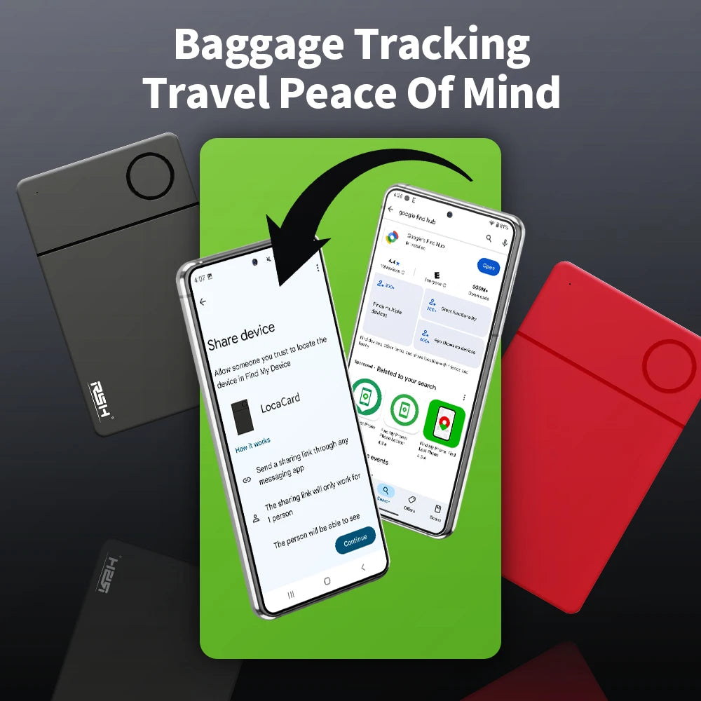 Slim Wireless Charging Card Tracker Android Locator Work with Google Find Hub App Wallet Bag Anti-loss Finder Gift Choice