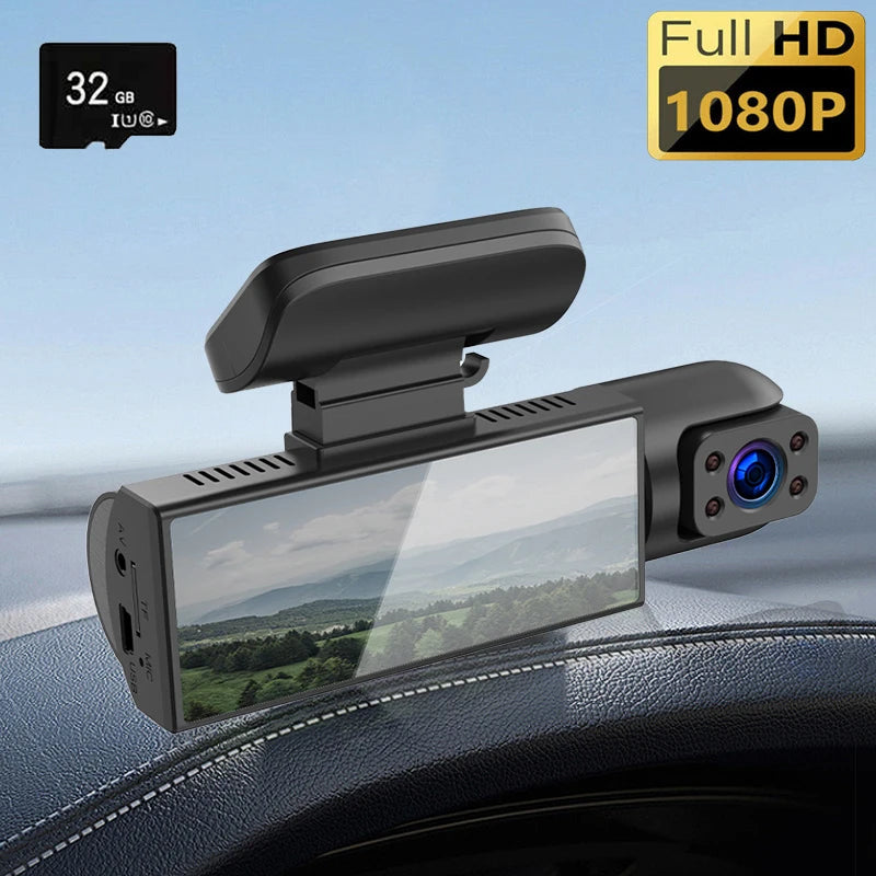 ZNLYRION M8-32GB Full HD 1080P Car Dashcam Front+Interior+Rear Camera 130° Wide Angle Night Vision G-Sensor Parking Monitor Car Driving Recorder