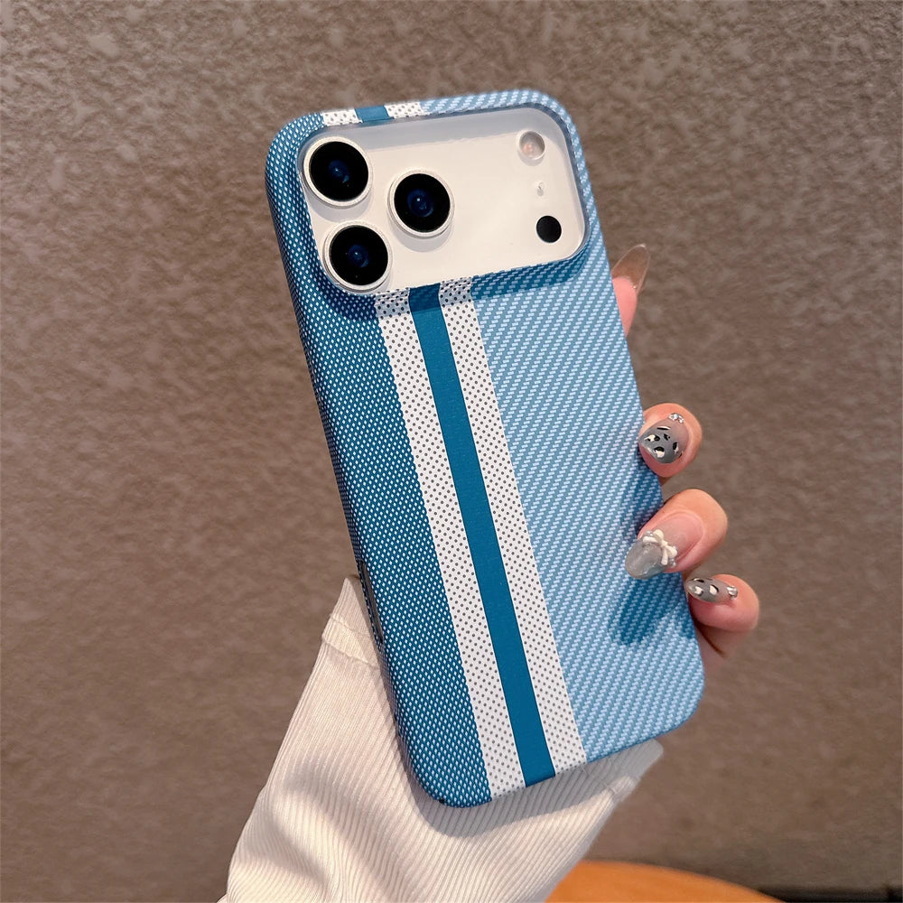 Ultra Slim Carbon Fibre Hard PC Case for iPhone Air 17 Pro Max 16 15 14 Plus 13 12 Pro 11 Color-blocking Full Frame Bumper Cover