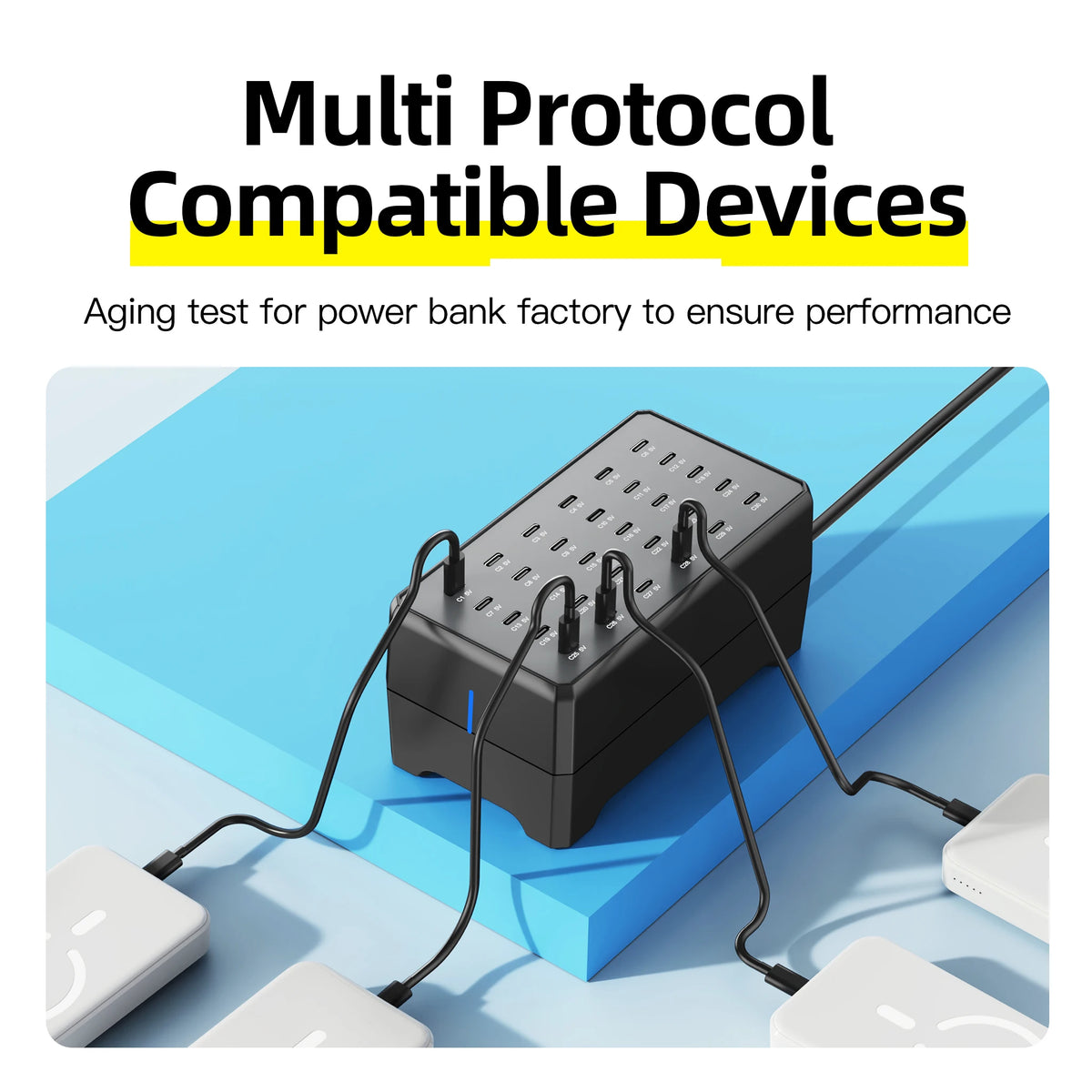 100W 30-Port Type-C Multi-Device Desktop Charger: Rapid & Efficient Charging Hub for Phones and Tablets