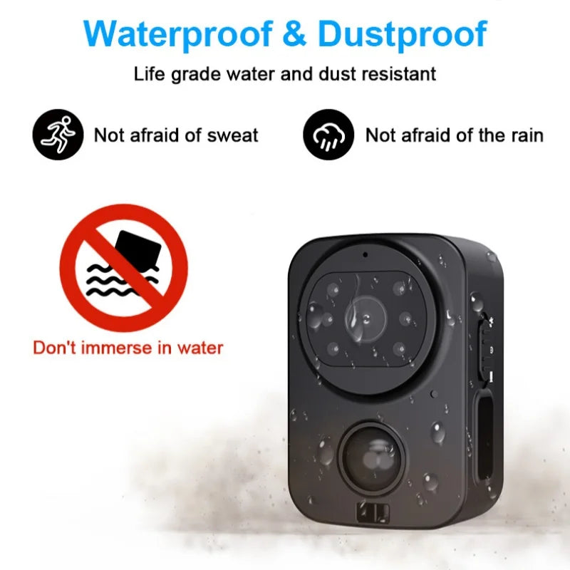 PD01 Waterproof Mini Camera Motorcycle and Bike Recorder Sport DV NO-APP Pocket PIR Small Police Security Wearable Body Worn Cam