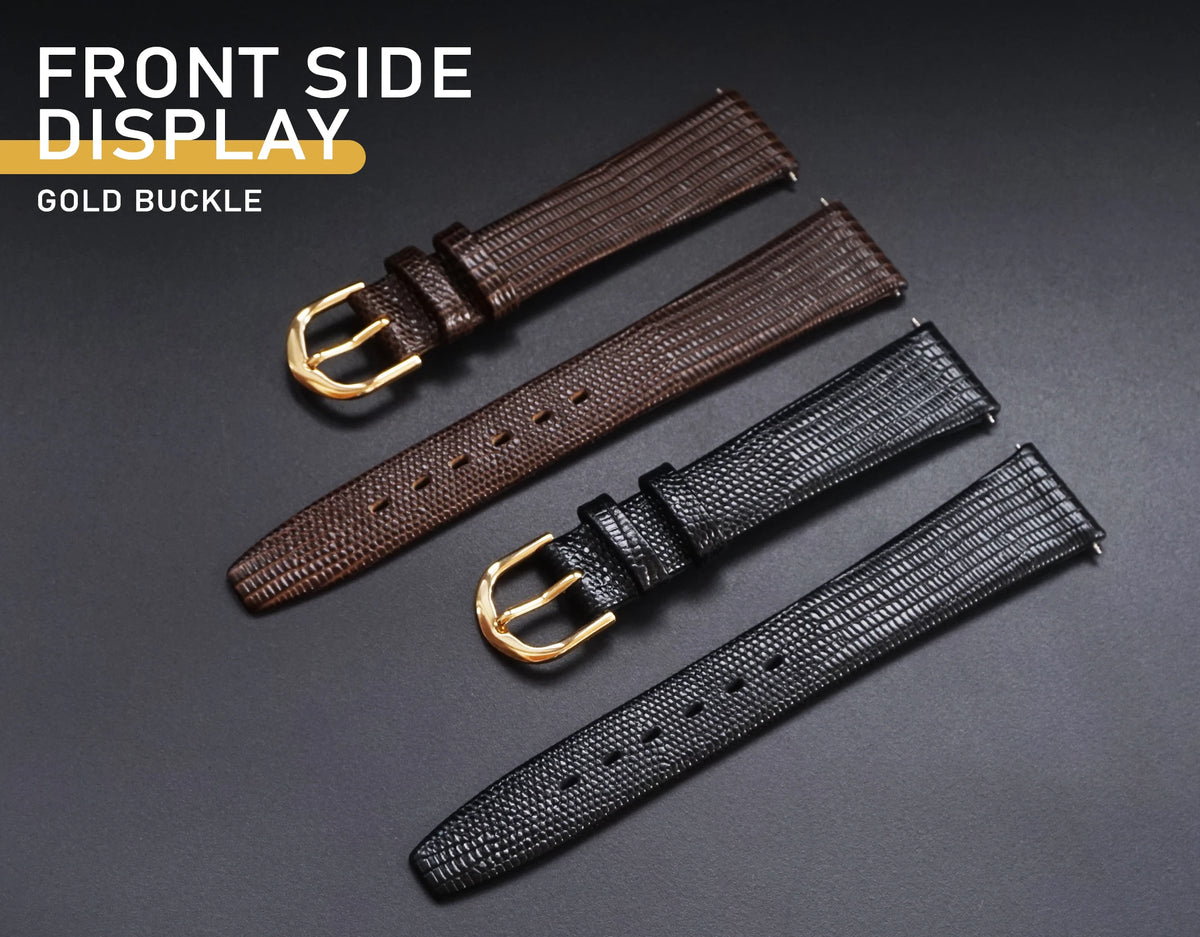 AMHUGE 12mm 14mm 16mm 17mm 18mm 19mm 20mm 21mm Vintage Watch Strap Lizard Embossed Calf Genuine Leather Thin and Soft Watch Band