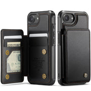For iPhone 17e/16e Case with Card Holder Wallet Case with RFID Blocking, Durable Leather Kickstand Magnetic Clasp Shockproof