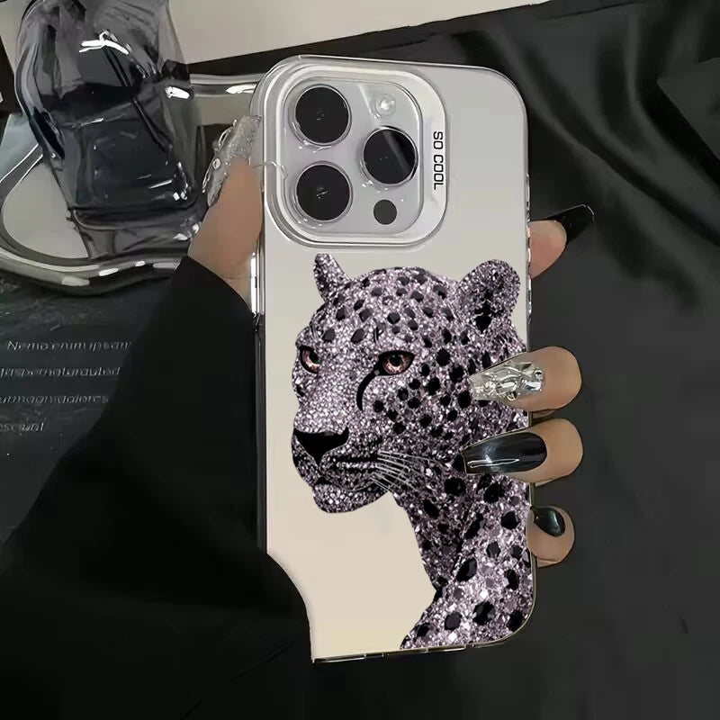 Gold and Slivery Leopard Print Phone Case for Samsung Galaxy S25 S24 S23 S22 S21 S20 Ultra Plus FE A55 A54 A53 A34 A35 A15 Cover